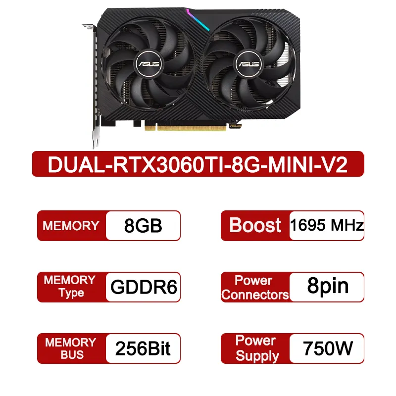ASUS DUAL RTX3060TI 8G MINI V2 ATS RTX3060 TI O8G GAMING TUF RTX 3060 ...
