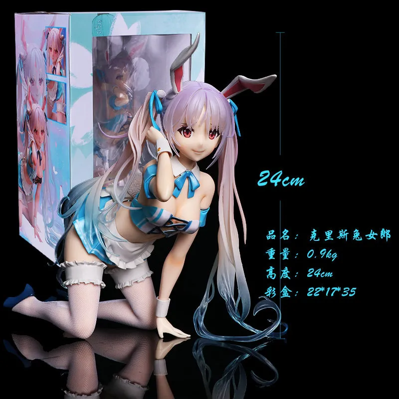 21cm Bunny Girl Figure Chris Aqua Blue 1/4 Scale PVC Action Figure