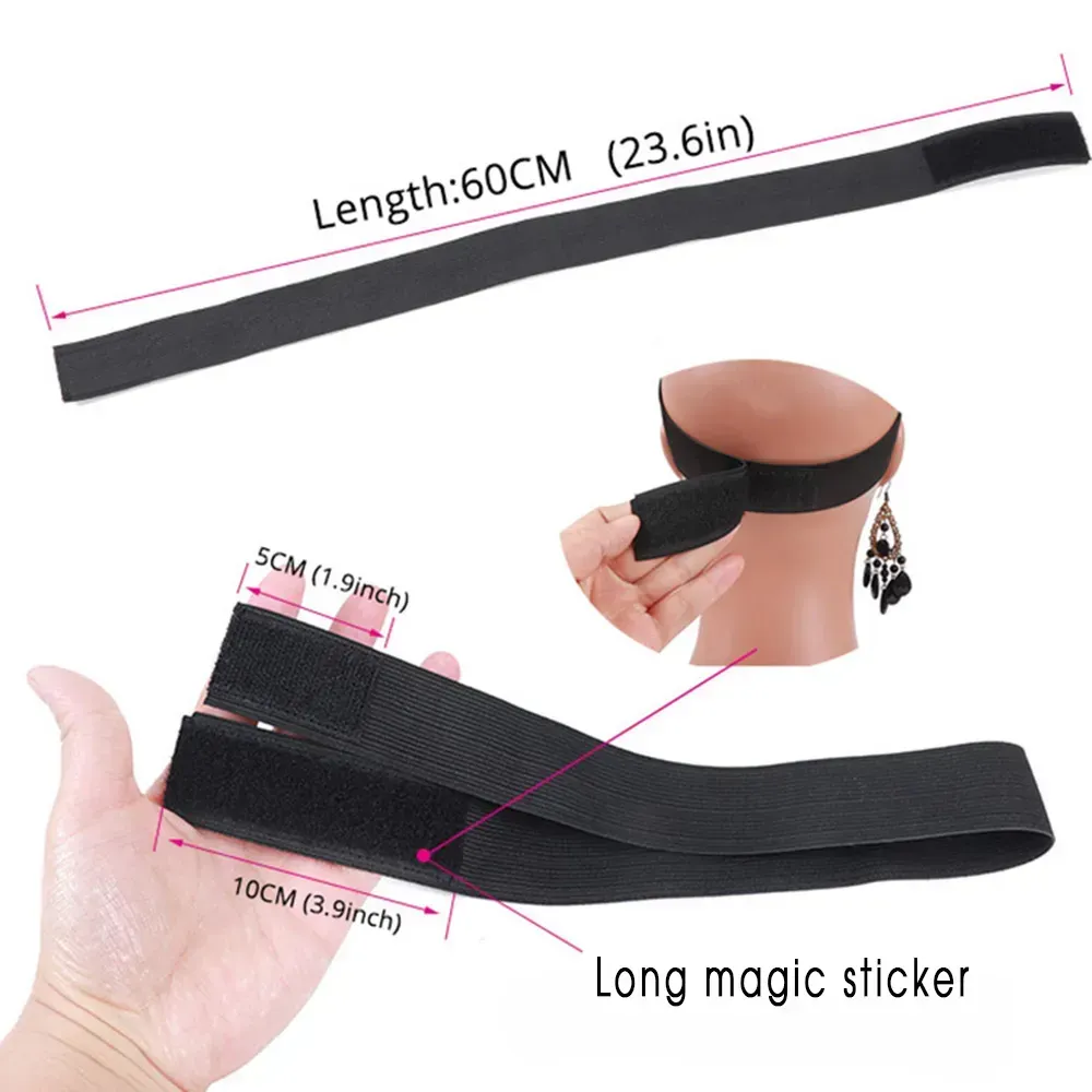 Elastic Adjustable Headbands for Wigs Hair Tools Bands with Magic Sticker Melting Lace Edge