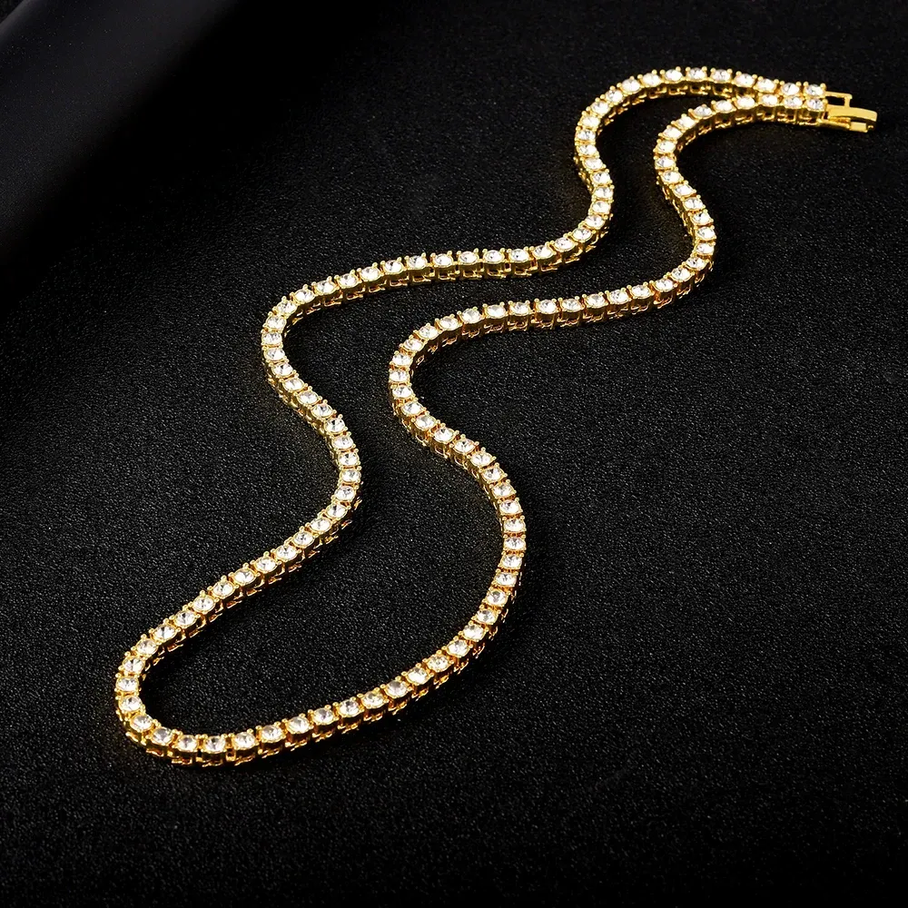 New Classical 4MM Tennis Chain Necklace Iced Out Bracelet Necklace Men Fashion Hip-Hop Jewelry Women 8/16/18/20/24/30inch Choker Gift