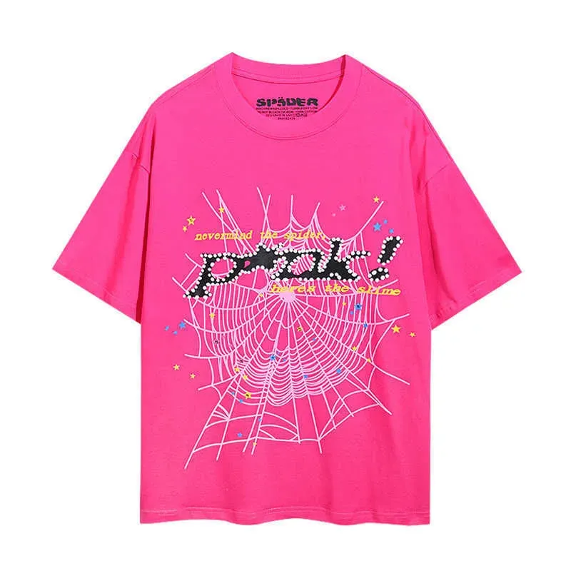 Spider Web Trendy Brand High Street  555 Letter Printed Pure Cotton Short Sleeved Couple T-shirt for Men and Womenwl53tv9wK4C0PESY