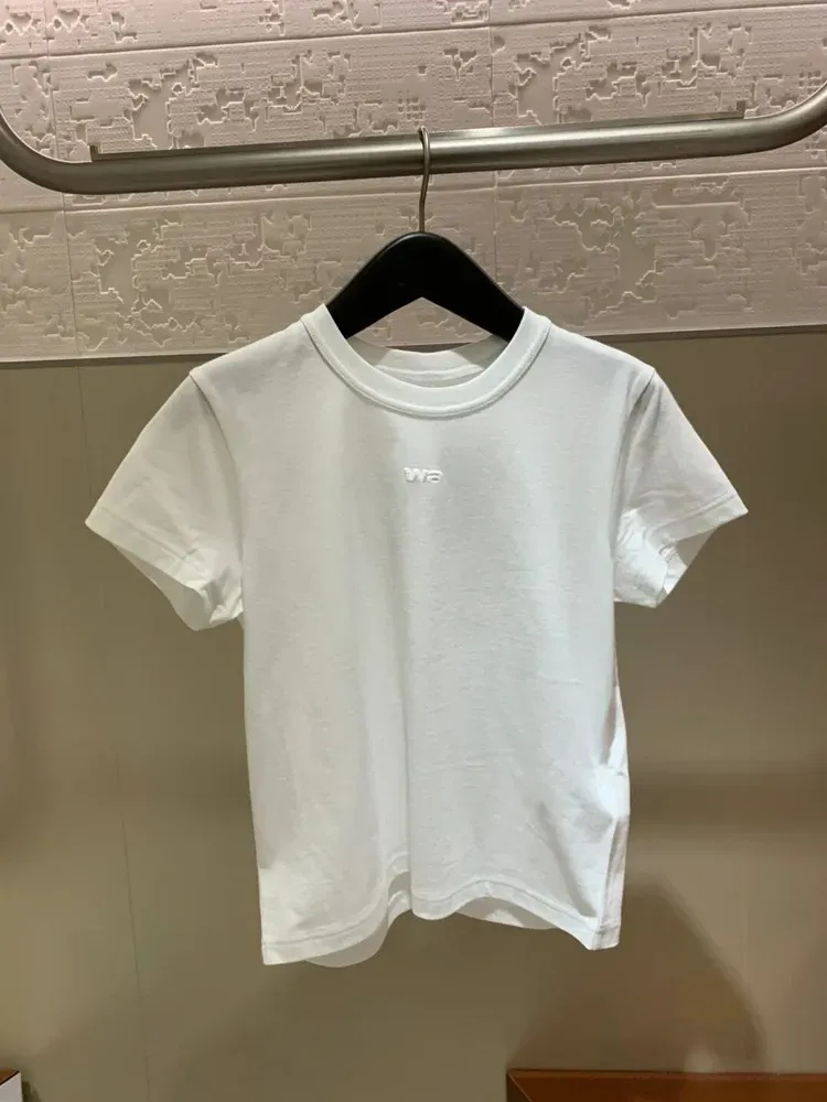 Solid Summer T shirt for Women Clothing Letter Print O-Neck Short-Sleeve T-shirt Femme Loose Casual Crop Top 100% Cotton Tee