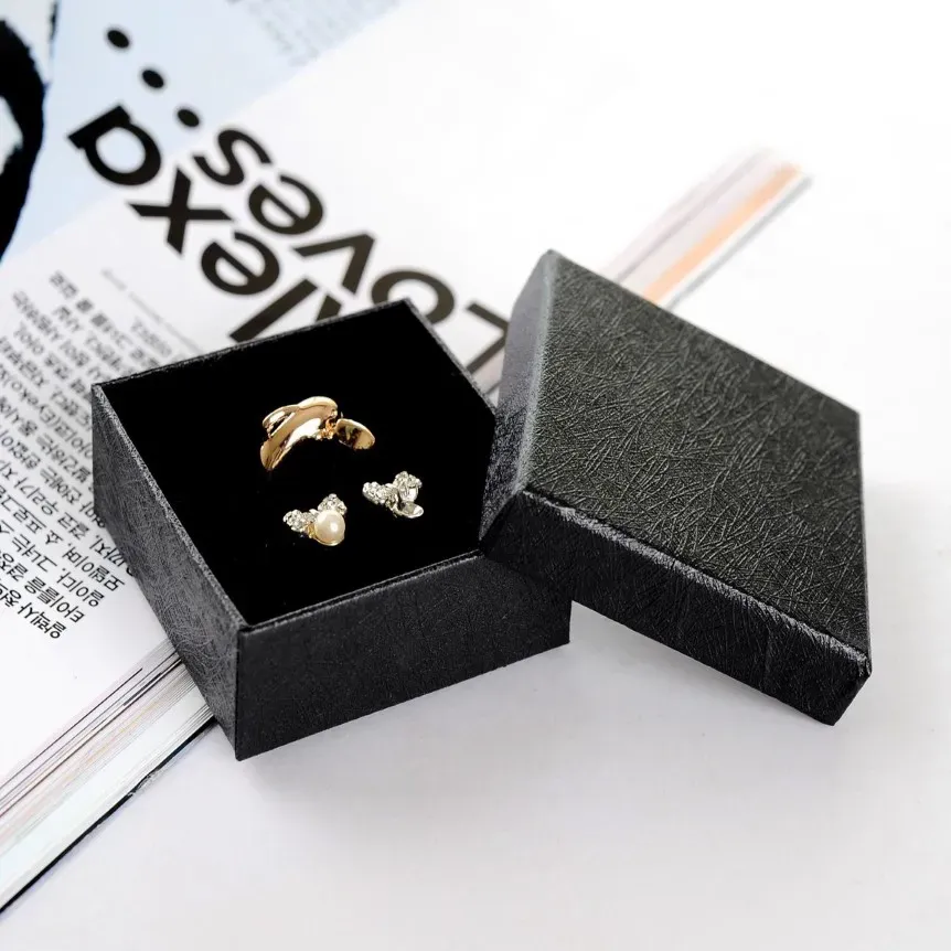 simple seven 6 36 32 3cm classic black jewelry ring box specialty paper bracelet carrying box festival pendant display with sponge248R