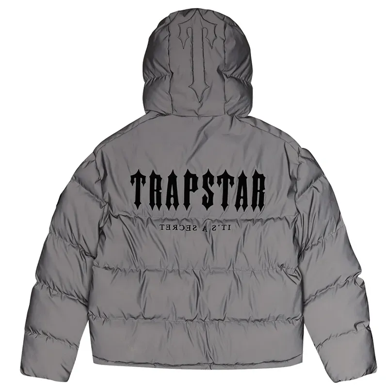 Trapstar London Down Jacket Parka Men Embroidery Jacket Winter Hip Hop Shiny Black Warm Outwear