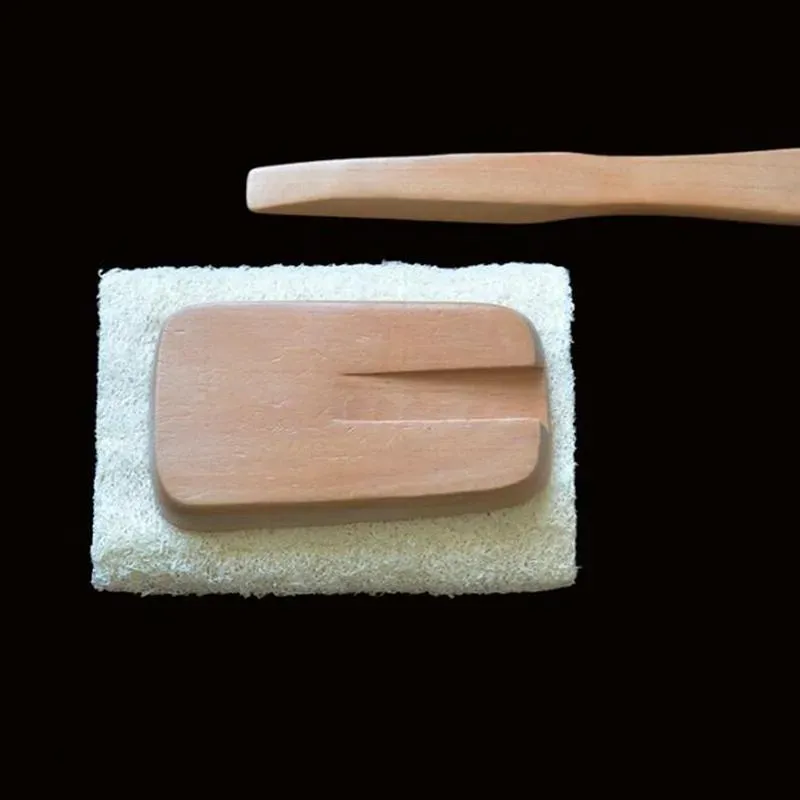 Natural Loofah Brush Exfoliating Dead Skin Body Scrubber Loofah Brush with Long Detachable Wooden Handle Back Brush