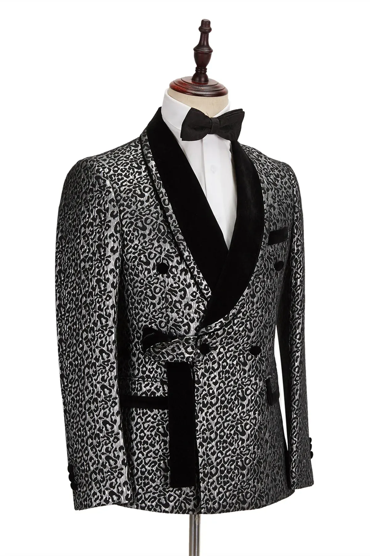 Leopard Print Men Wedding Tuxedos Custom Made Shawl Lapel Groom Wear Slim Fit Jacket Suits Prom Party Pants Coat 