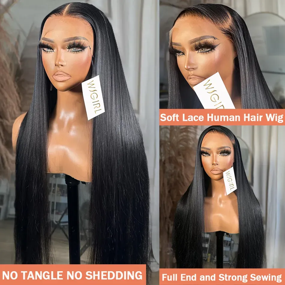 30 40 Inch Peruvian hair Bone Straight Lace Front Human Hair Wigs 220%density 13x6 Lace Frontal Wigs for Women