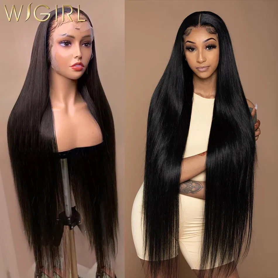 30 40 Inch Peruvian hair Bone Straight Lace Front Human Hair Wigs 220%density 13x6 Lace Frontal Wigs for Women