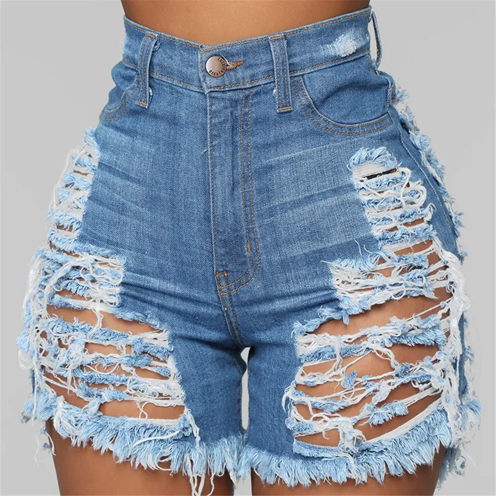 Bulk Wholesale Ripped Cut Out Denim Shorts designer Women Summer Clothing Casual Hole Jean Shorts Femme High Street Outfits 9595