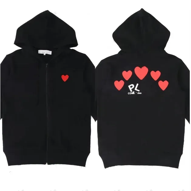 new Hoodie Sweatshirts men women Zipper loose coat Play Sweatshirt Commes Cardigan Des Small Red Heart jacket Garcons Standard and Fleece Casual Jumpers Cardigan