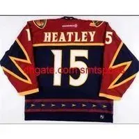 embroidery #15 Dany Heatley  Thrashers Vintage Hockey jersey custom any name number HOCKEY Jersey