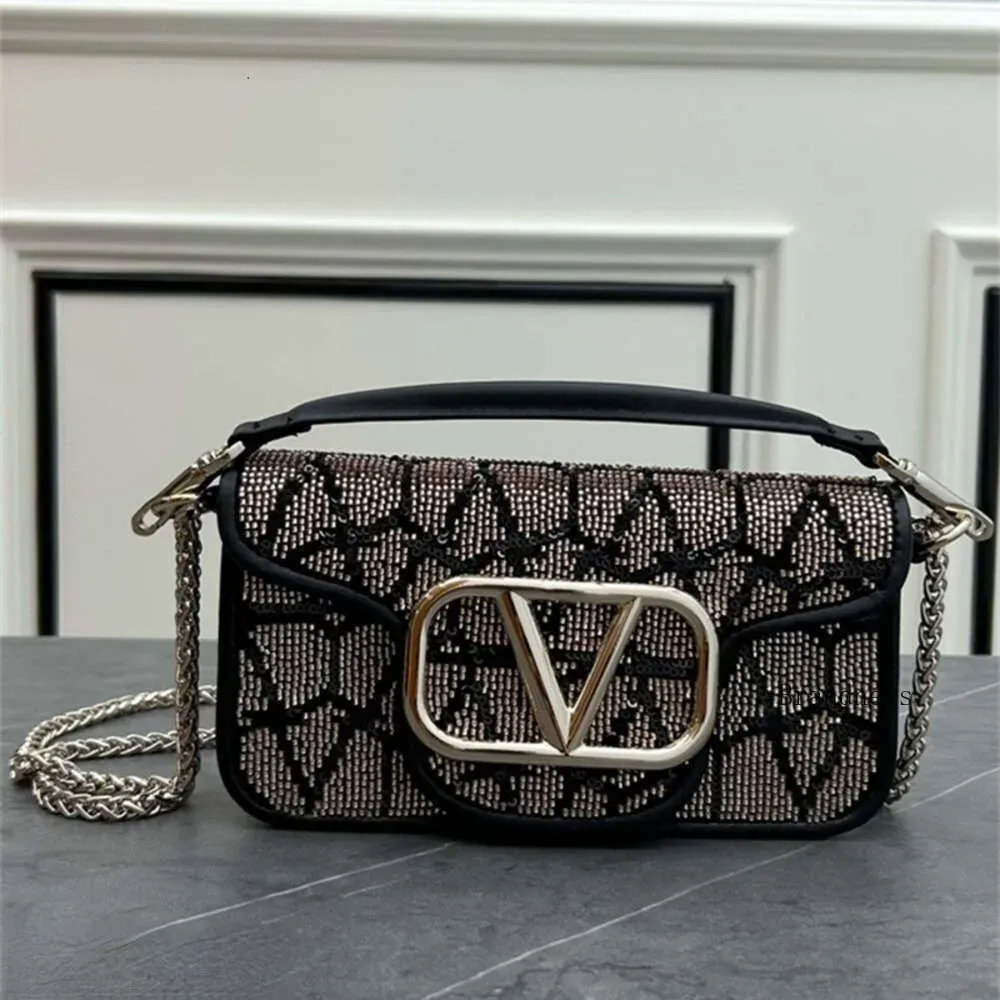 Designer Shining Party Evening Shoulder Bag Real Sheep Leather Handmade Crystal Diamond Pearl Clutch Women Beads Bling Sequin Chain Purses Garavan Totes 2519