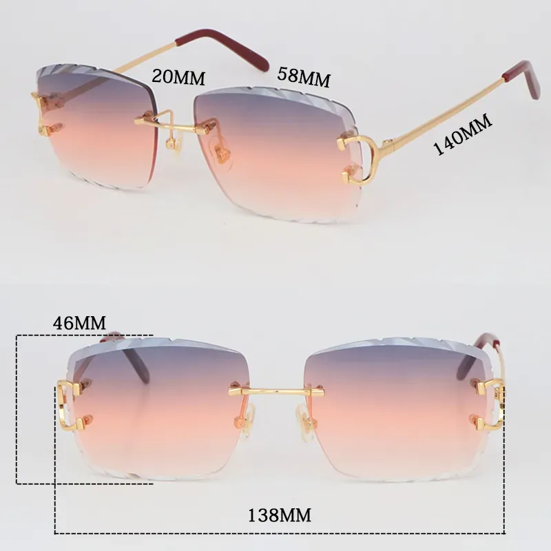 Factory outlet Selling Women Man C Decoration Wire Frame Sunglasses for women Rimless men glasses Outdoors mirrored Summer Outdoor Traveling Eyeglasses New Colour