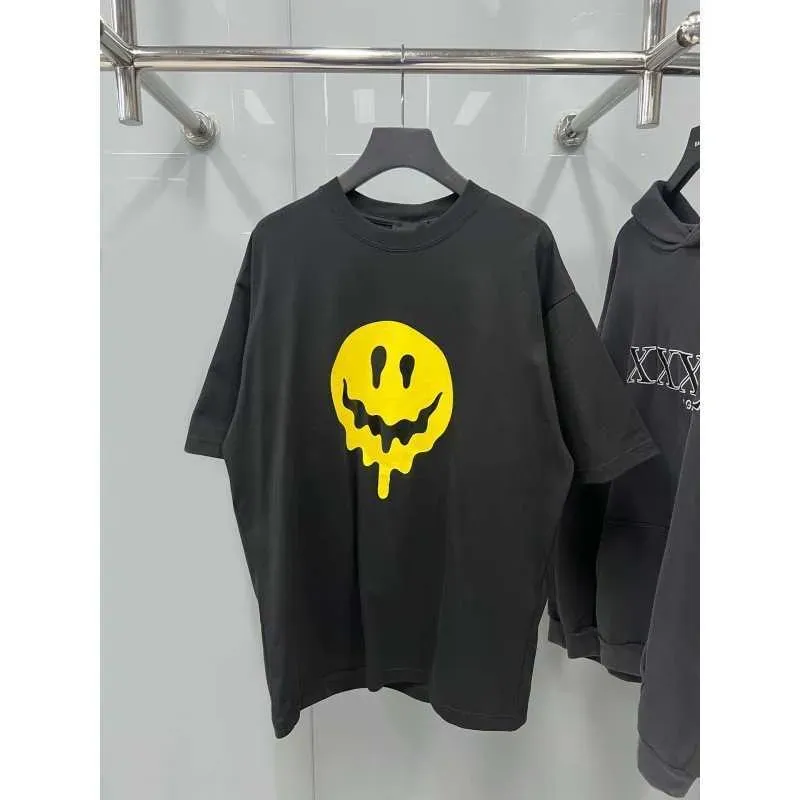 Designer new women t shirt Shirt Melting Smiley Face Print T-shirt Classic Abstract Couple Loose OS Crew Neck Sleeve