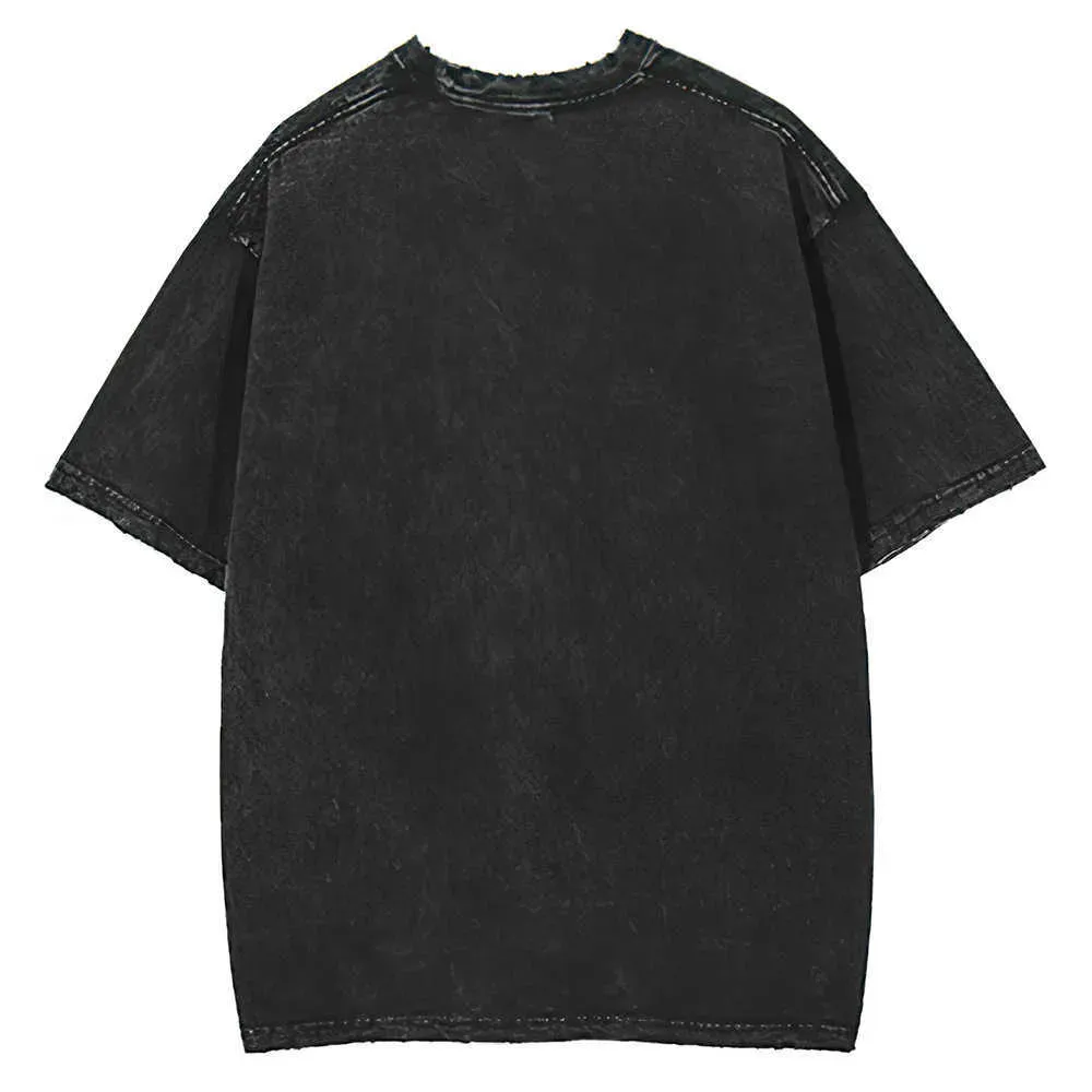 Basketball Star Portrait T-shirt Wash Apparel Worn Out Short Sleeve Men's Fashion Hip T-shirt