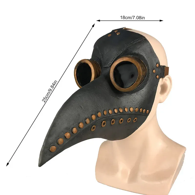 Funny Medieval Steampunk Plague Doctor Bird Mask Latex Punk Cosplay Masks Beak Adult Halloween Event Props RB 220819