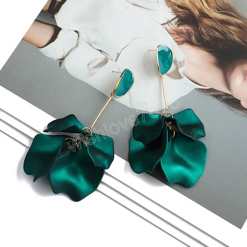 Romantic Sweet Acrylic Petal Dangle Earrings For Women Girls Luxury Long Flower Tassel Pendant Ear Jewelry Accessories Gift