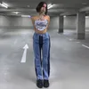 Women's Pants USA Clothing Fall Fashion Splicing Slim Fitting Jeans High Waisted Casual Straight Wholesale For Women