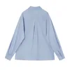 Damesblouses QNPQYX Geweven uitgesneden groot formaat gestreept overhemd Dames revers lange mouw doorknoop blouse vrouwelijk zomerkleding lente