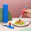 Set di stoviglie in acciaio inox per bambini divertente set di forchette e cucchiai di stoccaggio puzzle giocattoli per bambini stoviglie per cartoni animati