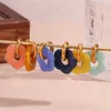 Boucles d'oreilles créoles en résine acrylique colorée, breloques en forme de fleur, couleur or, cercle en acier inoxydable, bijoux de fête à la mode, cadeau, 2024