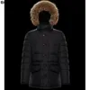 Cappotto Parka con collo in pelliccia di lupo grosso Giacca calda da uomo Piumino lungo monopetto nero con cappuccio Cappotto casual invernale 231229