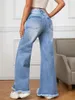 Pantalones vaqueros para mujer DenimColab 2024 Moda Pantalones de pierna ancha con abertura alta Mujer Agujero suelto Damas Ropa de calle Pantalones rasgados con flecos