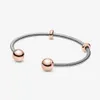 100 ٪ 925 Sterling Silver Rose Gold Moments Snake Chain Style Open Bangle Fashion Complete Jewelry Aceessories Making For243W