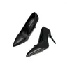 Zapatos de vestir Primavera Negro Tamaño grande 41 Trabajo para mujeres Stiletto Slip-on Tacones altos de mujer Moda Punta puntiaguda PU Moderno