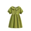 Girl Dresses Baby Girls Summer Dress Korean Style Cotton Ruffles Princess Short Sleeve Children Casual Teen Clothes 2-9Y