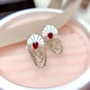 أقراط التدوير الطبيعية Ruby/Garnet Butterfly Drop Real 925 Sterling Silver Red Stone Jewelry for Women