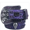 Bling Studded Crystal Fashion Diamond BB Simon Belt Casual Woman Leather Designer For Man Ghost Head Punk Style Rivets Western Diamond Belt...