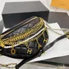 Kobiety markowe torba na klatkę piersiową torba crossbody metalowa torba talii crossbody oryginalna skórzana litera Tassel Złoty łańcuch torba na ramię Messenger Torebka