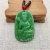 Pendant Necklaces 2024 Retro Buddha Green Jade Necklace Ethnic Religion Sweater Accessories Wholesale