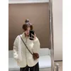 Women's Wool Blends Autumn/Winter Lamb Coat Classic Warm Loose Fashion Milk Hoo Zipper Stand Neck Women