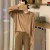 Vêtements de nuit pour femmes Style coréen 2 pièces femmes pyjamas ensemble printemps automne à manches longues pantalon maison porter 5XL repos pour femme