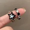 Cluster Rings Fashion Color Blocking Star Imitation Opal Stone Ring Girls Women Personality Punk Finger Trendy Jewelry Gifts