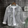 Chaquetas para hombres Camisa de pana Chaqueta de carga Casual Primavera Otoño Abrigo suelto Cárdigan Cuello vuelto Camisa Masculina