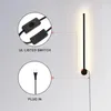 Wall Lamp In Sconce Set Of 2 Black Minimalist Built-in LED Lights With Plug Cord On/Off Switch 350° Rotate Modern Mounted Fo