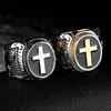 Wedding Rings Christian Holy Jesus Cross Unisex Prayer German Eagle Enamel Ring Templar For Women Men Stainless Steel Black Religi315N