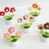 Decorative Flowers Colorful Plants Handmade Crocheted Small Flower Potted Plant Realistic Yarn Home Decoration Knitted Bouquet