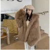 Women's Fur Coat Jacket 2024 Winter Short Hooded Bat Sleeves Loose Clothing