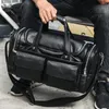 Duffel Bags Masculino Couro Genuíno Bolsa de Viagem Grande Capacidade Bagagem de Mão Curta Distância Couro Fitness Para Homens