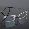 Lunettes de soleil montures unisexe carré sans monture lunettes optiques cadre homme femmes alliage de titane ultraléger prescription myopie lunettes
