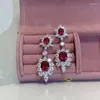 Orecchini pendenti CAOSHI Ciondolo affascinante per le donne Splendidi accessori femminili per cerimonie nuziali Accessori per feste Regalo di gioielli con zirconi rossi brillanti