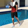 Survêtements pour hommes Survêtement 2 pièces Ensemble Summer Stripe Sport Costume hawaïen T-shirt à manches courtes et shorts Casual Fashion Man Vêtements