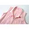 Coletes femininas verão coreano solto curto denim colete mulheres colete rosa sem mangas jaqueta casaco fino casual estudante jeans feminino 5xl