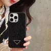 Fashion P Designer Triangle Telefoonhoesjes voor iPhone 15 Pro Max 14 13 12 Clear Glitter Rijnsteenhoes iPhone15 Plus iPhone15ProMax Luxe Bling Shiney Cover