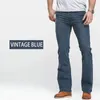 Mens Boot Cut Jeans Ligeiramente Queimado Slim Fit Azul Calças Pretas Designer Clássico Masculino Stretch Denim Calças 231229