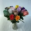 Декоративные цветы с одной веткой из искусственной кожи, увлажняющие сенсорные розы, фетровые украшения, искусственный силикон, домашний обеденный стол, свадьба